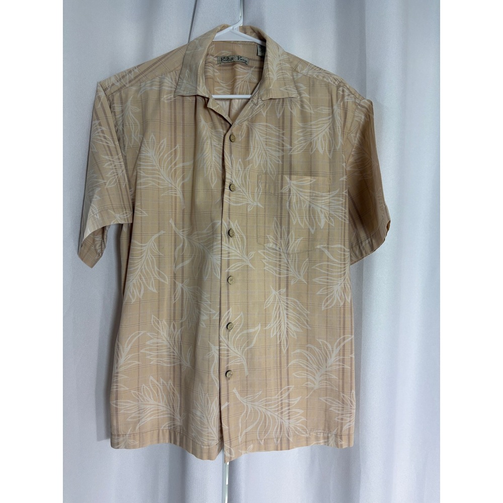 Batik Bay Mens Small Tropical Leaf Plaid Cotton Camp Shirt Short Sleeve MC0041